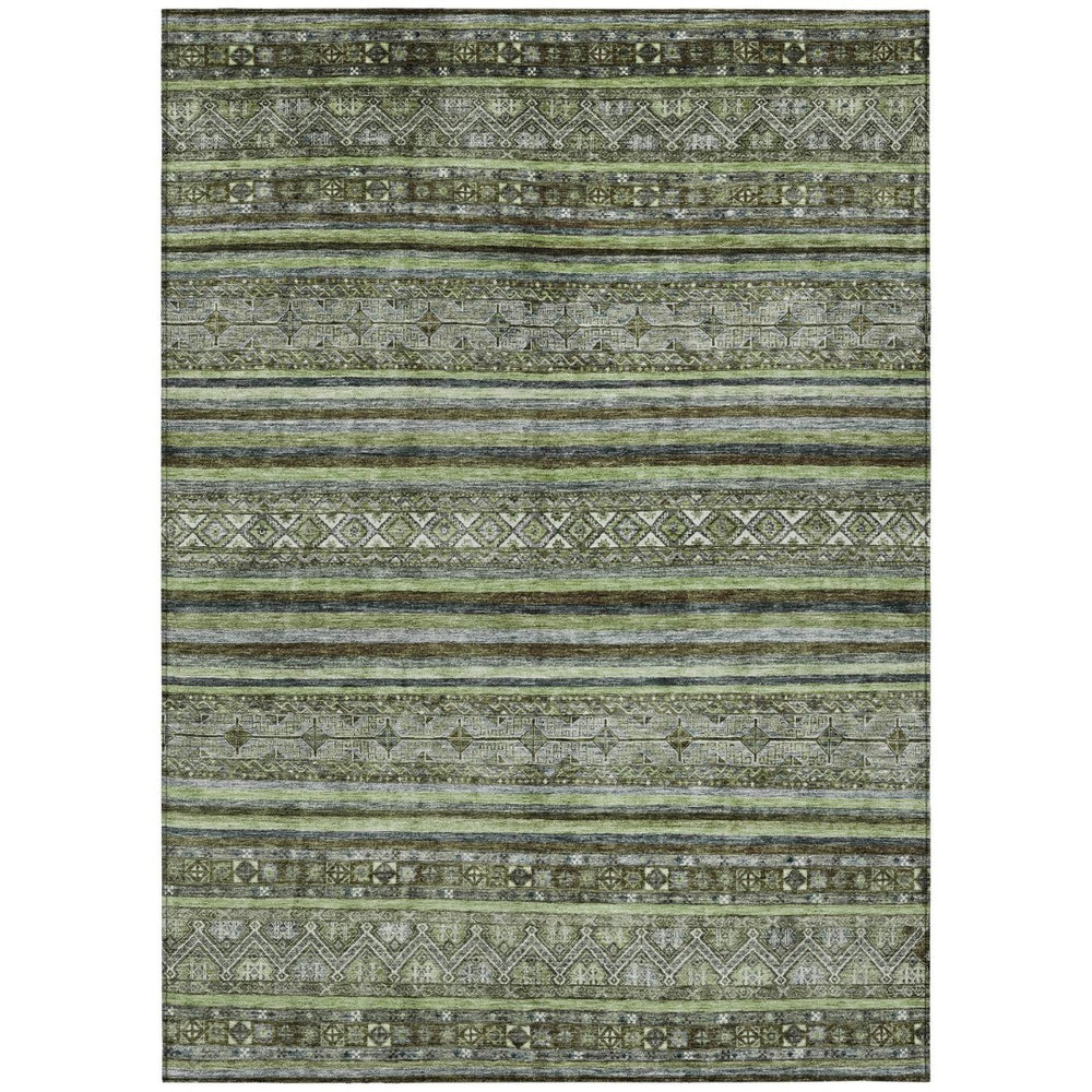 HomeRoots 5' Olive Green Gray Fern Southwestern Area Rug - Stylish, Washable, Durable for Indoor & Outdoor Use 8' X 10' 615971