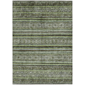 HomeRoots 5' Olive Green Gray Fern Southwestern Area Rug - Stylish, Washable, Durable for Indoor & Outdoor Use 8' X 10' 615971