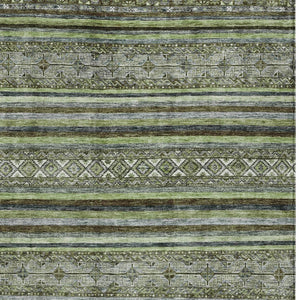 HomeRoots 5' Olive Green Gray Fern Southwestern Area Rug - Stylish, Washable, Durable for Indoor & Outdoor Use 8' X 10' 615971