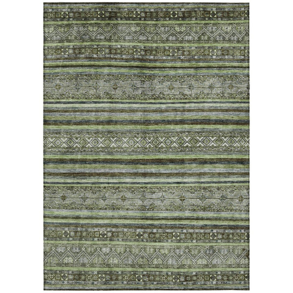 HomeRoots 5' Olive Green Gray Fern Southwestern Area Rug - Stylish, Washable, Durable for Indoor & Outdoor Use 9' X 12' 615972