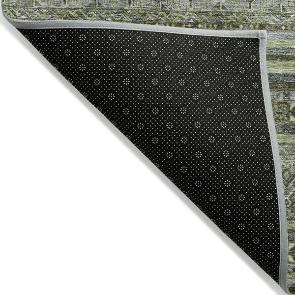HomeRoots 5' Olive Green Gray Fern Southwestern Area Rug - Stylish, Washable, Durable for Indoor & Outdoor Use 9' X 12' 615972