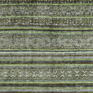 HomeRoots 5' Olive Green Gray Fern Southwestern Area Rug - Stylish, Washable, Durable for Indoor & Outdoor Use 9' X 12' 615972