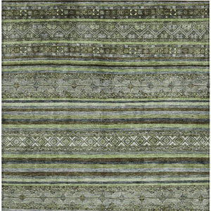 HomeRoots 5' Olive Green Gray Fern Southwestern Area Rug - Stylish, Washable, Durable for Indoor & Outdoor Use 10' X 14' 615973