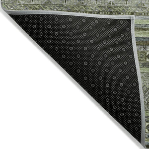 HomeRoots 5' Olive Green Gray Fern Southwestern Area Rug - Stylish, Washable, Durable for Indoor & Outdoor Use 10' X 14' 615973