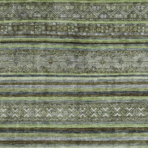 HomeRoots 5' Olive Green Gray Fern Southwestern Area Rug - Stylish, Washable, Durable for Indoor & Outdoor Use 10' X 14' 615973