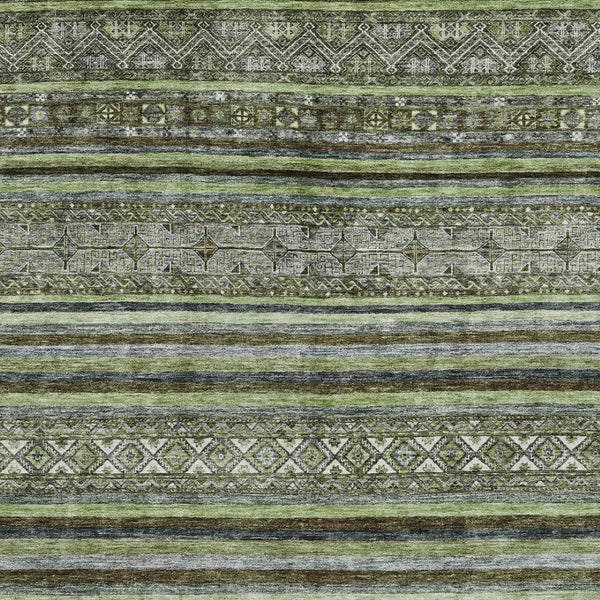 HomeRoots 5' Olive Green Gray Fern Southwestern Area Rug - Stylish, Washable, Durable for Indoor & Outdoor Use 10' X 14' 615973