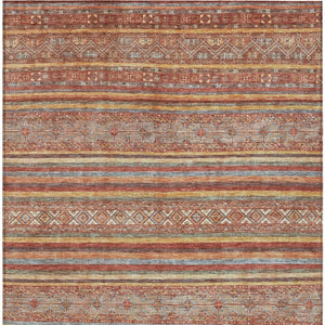 HomeRoots 5' Southwestern Area Rug in Rust, Gold & Silver – Durable, Washable, Stylish for Indoor & Outdoor Use 5' X 8' 615975