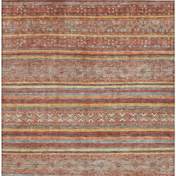 HomeRoots 5' Southwestern Area Rug in Rust, Gold & Silver – Durable, Washable, Stylish for Indoor & Outdoor Use 5' X 8' 615975