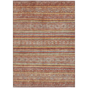 HomeRoots 5' Southwestern Area Rug in Rust, Gold & Silver – Durable, Washable, Stylish for Indoor & Outdoor Use 5' X 8' 615975