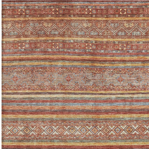 HomeRoots 5' Southwestern Area Rug in Rust, Gold & Silver – Durable, Washable, Stylish for Indoor & Outdoor Use 5' X 8' 615975