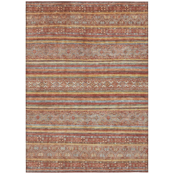 HomeRoots 5' Southwestern Area Rug in Rust, Gold & Silver – Durable, Washable, Stylish for Indoor & Outdoor Use 9' X 12' 615978