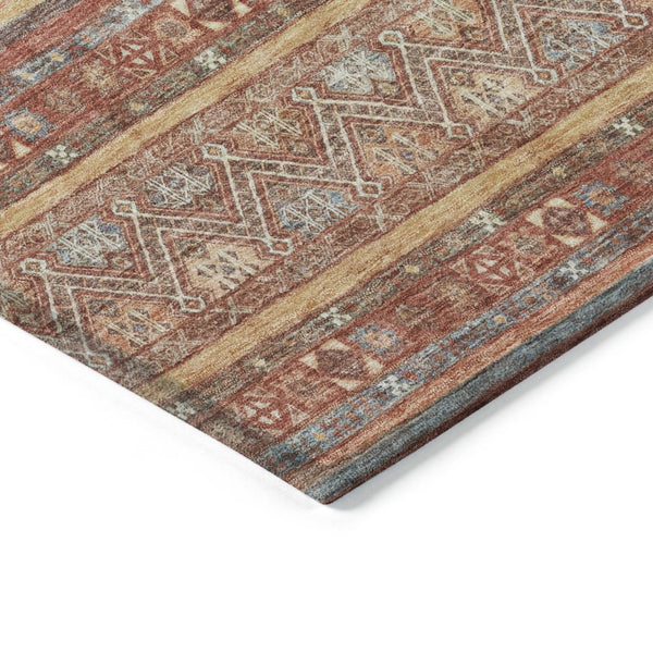 HomeRoots 5' Southwestern Area Rug in Rust, Gold & Silver – Durable, Washable, Stylish for Indoor & Outdoor Use 9' X 12' 615978