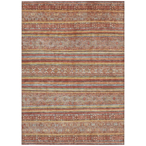 HomeRoots 5' Southwestern Area Rug in Rust, Gold & Silver – Durable, Washable, Stylish for Indoor & Outdoor Use 9' X 12' 615978