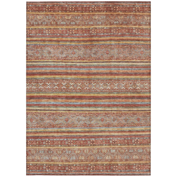 HomeRoots 5' Southwestern Area Rug in Rust, Gold & Silver – Durable, Washable, Stylish for Indoor & Outdoor Use 9' X 12' 615978