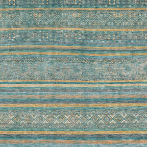 HomeRoots 5' Southwestern Washable Indoor Outdoor Rug in Teal Blue, Gold, and Taupe - Durable, Stylish Comfort 5' X 8' 615981