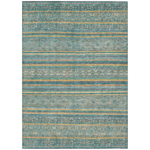 HomeRoots 5' Southwestern Washable Indoor Outdoor Rug in Teal Blue, Gold, and Taupe - Durable, Stylish Comfort 8' X 10' 615983