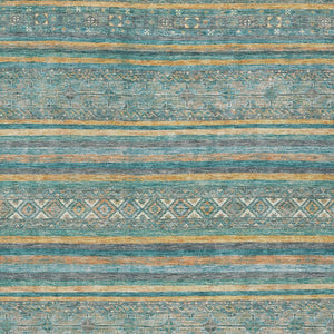 HomeRoots 5' Southwestern Washable Indoor Outdoor Rug in Teal Blue, Gold, and Taupe - Durable, Stylish Comfort 8' X 10' 615983