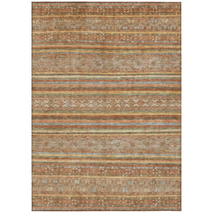 HomeRoots 5' Terra Cotta Copper and Gray Southwestern Washable Area Rug for Indoor and Outdoor Comfort 5' X 8' 615987