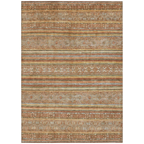 HomeRoots 5' Terra Cotta Copper and Gray Southwestern Washable Area Rug for Indoor and Outdoor Comfort 5' X 8' 615987