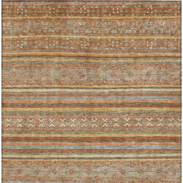 HomeRoots 5' Terra Cotta Copper and Gray Southwestern Washable Area Rug for Indoor and Outdoor Comfort 5' X 8' 615987