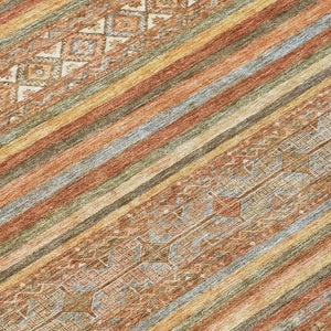 HomeRoots 5' Terra Cotta Copper and Gray Southwestern Washable Area Rug for Indoor and Outdoor Comfort 5' X 8' 615987