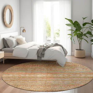 HomeRoots 5' Terra Cotta Copper and Gray Southwestern Washable Area Rug for Indoor and Outdoor Comfort 8' Round 615988