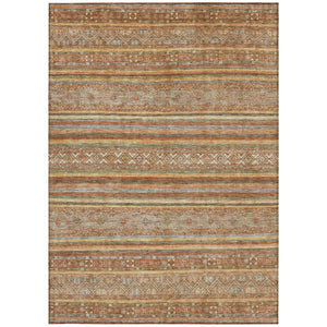 HomeRoots 5' Terra Cotta Copper and Gray Southwestern Washable Area Rug for Indoor and Outdoor Comfort 8' X 10' 615989