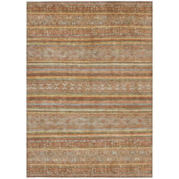 HomeRoots 5' Terra Cotta Copper and Gray Southwestern Washable Area Rug for Indoor and Outdoor Comfort 8' X 10' 615989