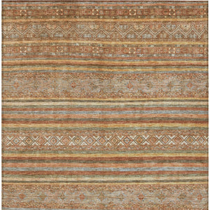 HomeRoots 5' Terra Cotta Copper and Gray Southwestern Washable Area Rug for Indoor and Outdoor Comfort 8' X 10' 615989