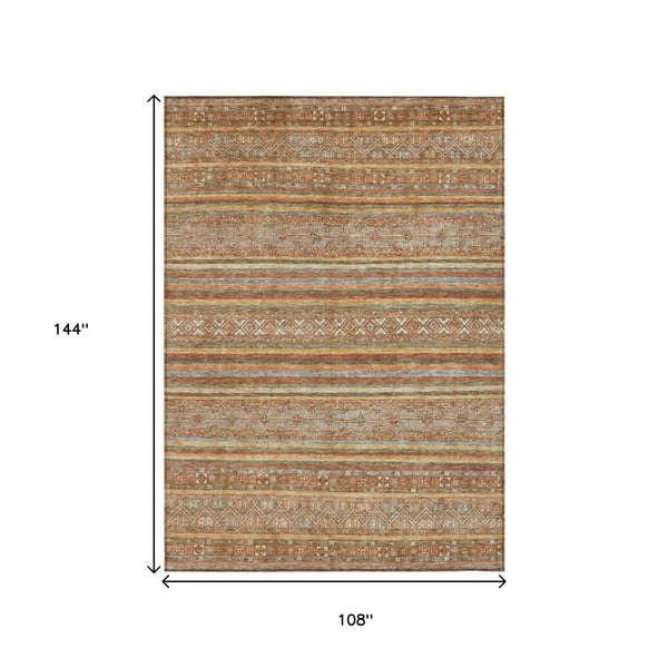 HomeRoots 9' X 12' Terra Cotta Copper Gray Rug - Durable Southwestern Design for Indoor & Outdoor Living Spaces 615990