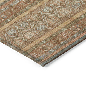 HomeRoots 5' Terra Cotta Copper and Gray Southwestern Washable Area Rug for Indoor and Outdoor Comfort 10' X 14' 615991