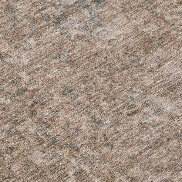 HomeRoots 5' Stylish Brown and Beige Abstract Washable Area Rug for Indoor and Outdoor Spaces, Easy Care 8' Round 615994