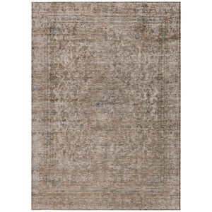 HomeRoots 5' Stylish Brown and Beige Abstract Washable Area Rug for Indoor and Outdoor Spaces, Easy Care 8' X 10' 615995