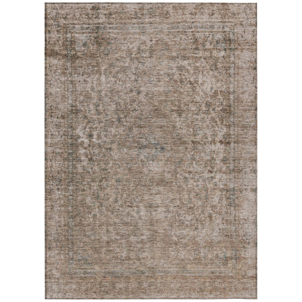 HomeRoots 5' Stylish Brown and Beige Abstract Washable Area Rug for Indoor and Outdoor Spaces, Easy Care 8' X 10' 615995