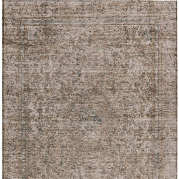 HomeRoots 5' Stylish Brown and Beige Abstract Washable Area Rug for Indoor and Outdoor Spaces, Easy Care 8' X 10' 615995