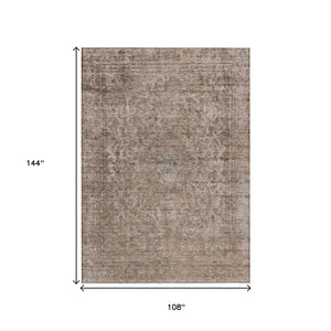 HomeRoots 5' Stylish Brown and Beige Abstract Washable Area Rug for Indoor and Outdoor Spaces, Easy Care 9' X 12' 615996