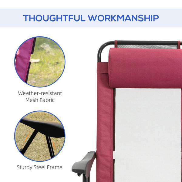 English Elm Outsunny Folding Patio Chairs Set Of 2 - Adjustable Sling Back Outdoor Chairs For Comfort & Style W2225P174086-GIGA