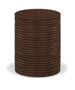 Meridian Furniture Nobi Ribbed Concrete Cylinder Accent Table Sculptural Art Deco for Indoor Outdoor Use Brown 615Brown-ET
