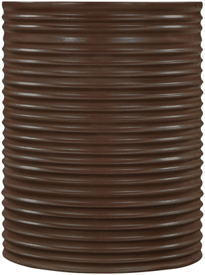 Meridian Furniture Nobi Ribbed Concrete Cylinder Accent Table Sculptural Art Deco for Indoor Outdoor Use Brown 615Brown-ET