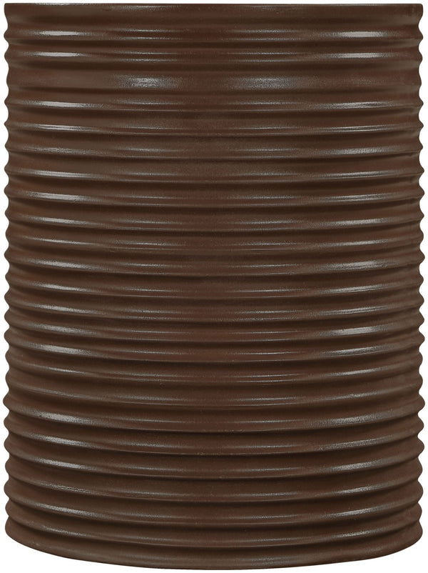 Meridian Furniture Nobi Ribbed Concrete Cylinder Accent Table Sculptural Art Deco for Indoor Outdoor Use Brown 615Brown-ET