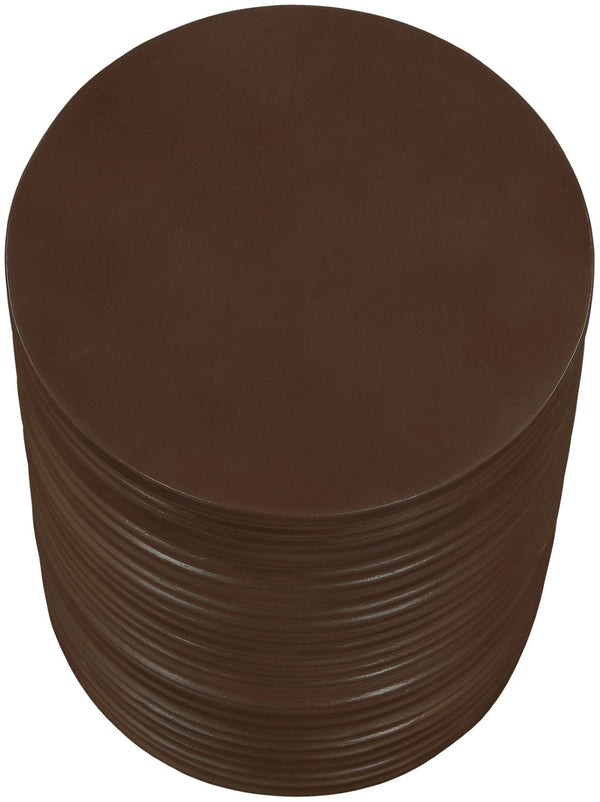 Meridian Furniture Nobi Ribbed Concrete Cylinder Accent Table Sculptural Art Deco for Indoor Outdoor Use Brown 615Brown-ET