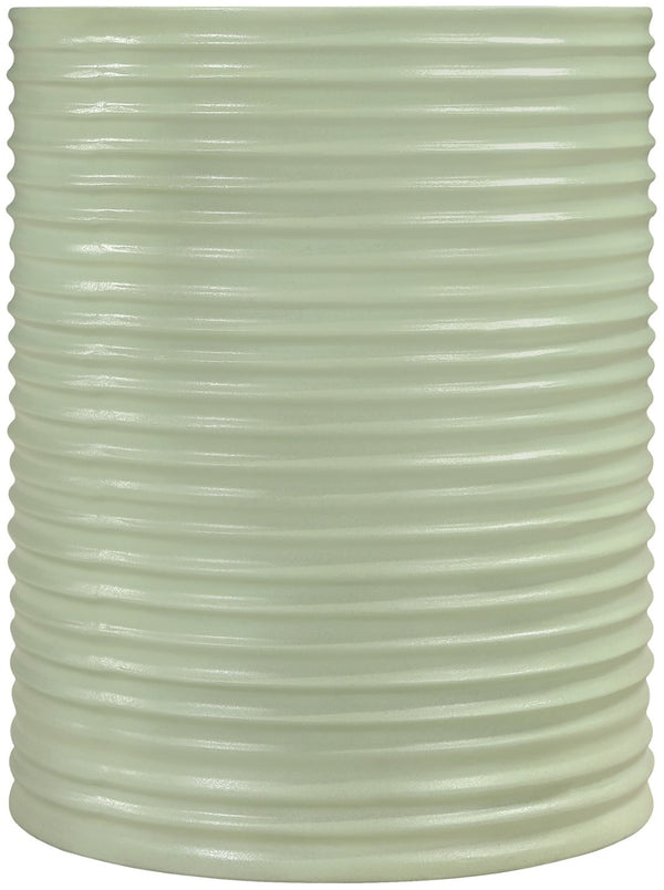 Meridian Furniture Nobi Ribbed Concrete Cylinder Accent Table Sculptural Art Deco for Indoor Outdoor Use Green 615Green-ET