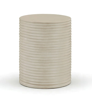 Meridian Furniture Nobi Ribbed Concrete Cylinder Accent Table Sculptural Art Deco for Indoor Outdoor Use Beige 615Sand-ET
