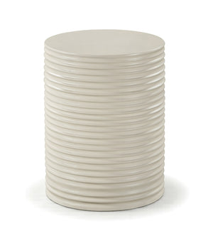 Meridian Furniture Nobi Ribbed Concrete Cylinder Accent Table Sculptural Art Deco for Indoor Outdoor Use Taupe 615Taupe-ET