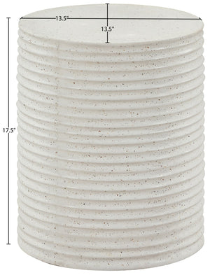 Meridian Furniture Nobi Ribbed Concrete Cylinder Accent Table Sculptural Art Deco for Indoor Outdoor Use Terrazzo 615Trzo-ET