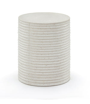Meridian Furniture Nobi Ribbed Concrete Cylinder Accent Table Sculptural Art Deco for Indoor Outdoor Use Terrazzo 615Trzo-ET