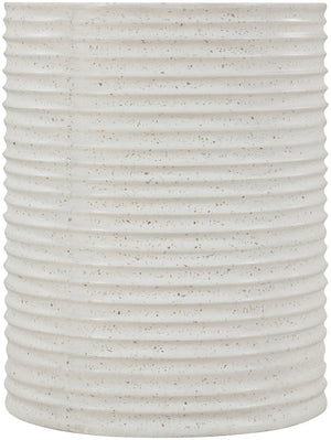 Meridian Furniture Nobi Ribbed Concrete Cylinder Accent Table Sculptural Art Deco for Indoor Outdoor Use Terrazzo 615Trzo-ET