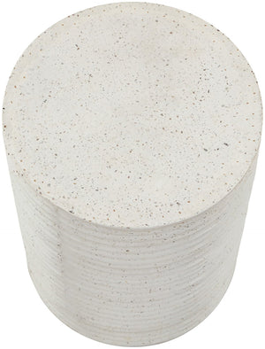 Meridian Furniture Nobi Ribbed Concrete Cylinder Accent Table Sculptural Art Deco for Indoor Outdoor Use Terrazzo 615Trzo-ET