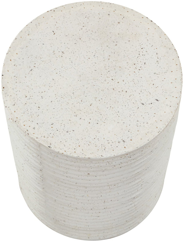 Meridian Furniture Nobi Ribbed Concrete Cylinder Accent Table Sculptural Art Deco for Indoor Outdoor Use Terrazzo 615Trzo-ET