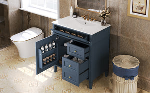 English Elm 30'' Modern Bathroom Vanity With Ceramic Sink, Stylish Storage, 2 Drawers & Tip-Out For Organization N710P250194C